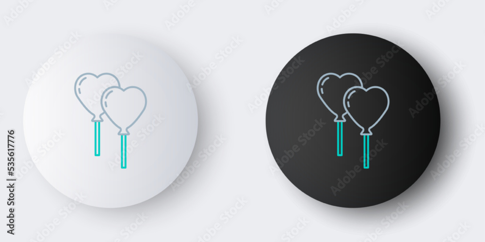 Line Balloons in form of heart with ribbon icon isolated on grey background. Valentines day. Colorful outline concept. Vector Line Balloons in form of heart with ribbon icon isolated on grey background. Valentines day. Colorful outline concept. Vector
