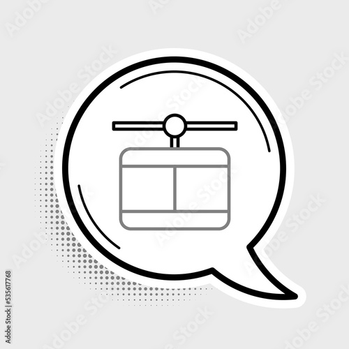 Line Cable car icon isolated on grey background. Funicular sign. Colorful outline concept. Vector
