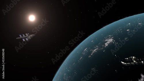 earth rotation in universe 3d rendered photo