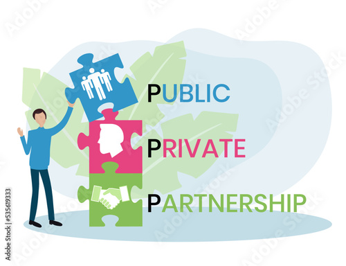 PPP - Public-private partnership acronym. business concept background. vector illustration concept with keywords and icons. lettering illustration with icons for web banner, flyer, landing page