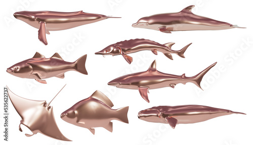 Copper Fish Set