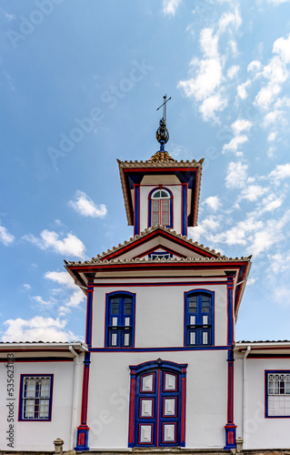 Front view of old and beautiful baroque church in the historic city of Diamantina in the state of Minas Gerais, Brazil
