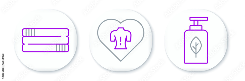 Set line Essential oil bottle, Towel stack and Massage icon. Vector Set line Essential oil bottle, Towel stack and Massage icon. Vector