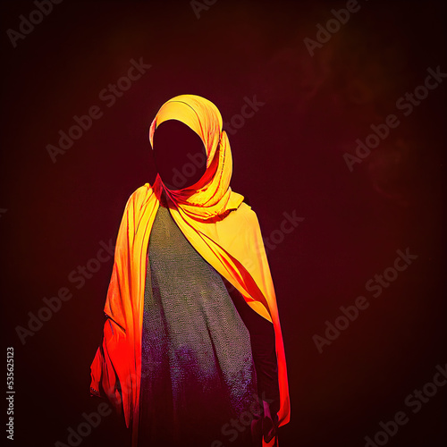 3d illustration sketch of an empty hijab symbolizing the fight against oppression of women in Iran and Afghanistan photo