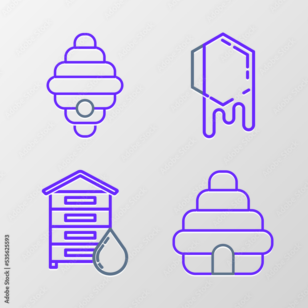 Set line Hive for bees, Honeycomb and icon. Vector Set line Hive for bees, Honeycomb and icon. Vector