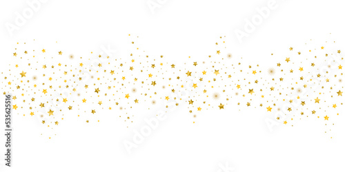 Random glowing luxury confetti and shimmering golden stars. Random gold stars and luxury sparkling confetti on a white background vector illustration.
