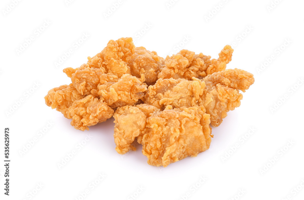 Fried popcorn chicken isolated on white background Fried popcorn chicken isolated on white background