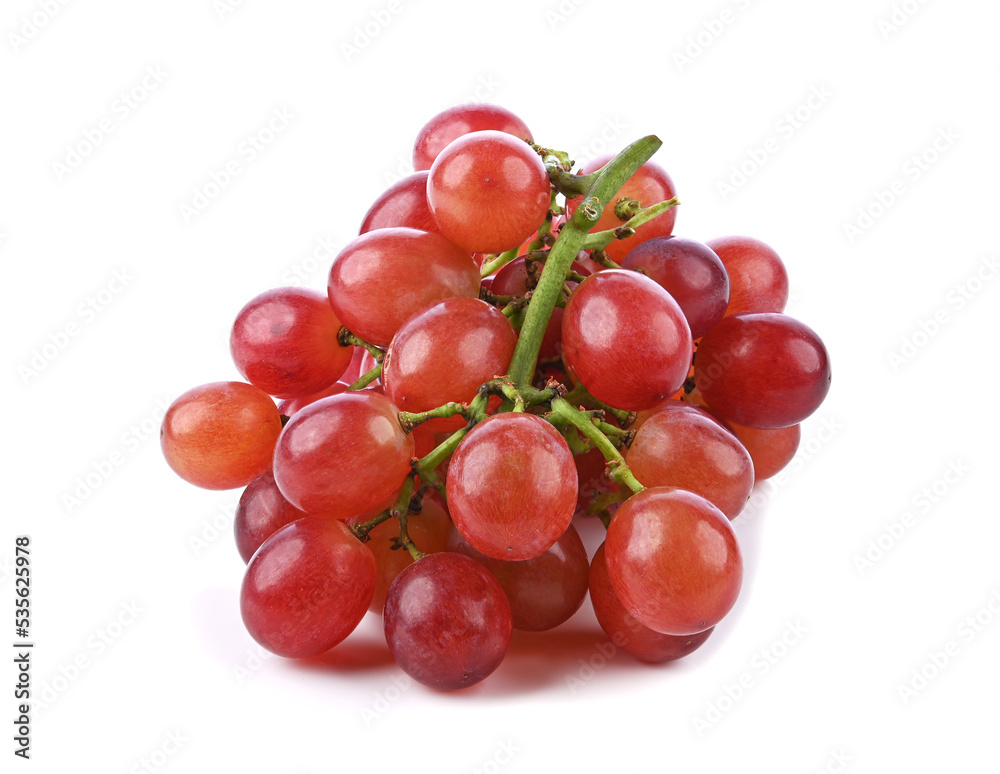 Bunch of fresh red grapes isolated on white background Bunch of fresh red grapes isolated on white background