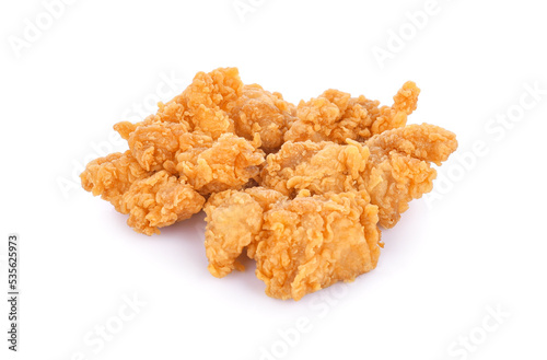 Fried popcorn chicken isolated on white background