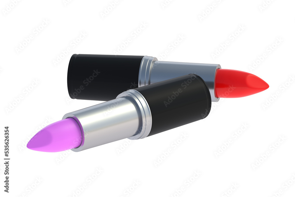 Lipsticks isolated on white background. 3d render Lipsticks isolated on white background. 3d render