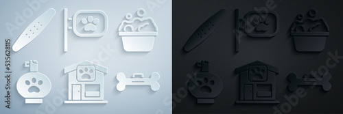 Set Pet grooming, Pets bath, shampoo, Dog bone, and Nail file pet icon. Vector