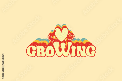 Awesome trendy cool typography Love growing break up T Shirt, Kind  cool T Shirt, cool t shirt, Positive Message T Shirt, vintage, retro, 70s, Rainbow T Shirt