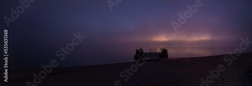 Foggy Autumn Sunrise Over Lake