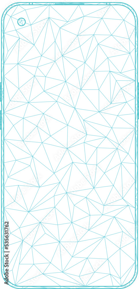 Obraz premium geometry, polygon smartphone, portable computer device combines mobile telephone sketch drawing, contour lines drawn