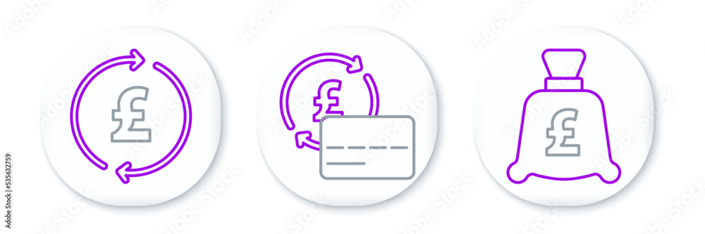 Set line Coin money with pound, and Credit card icon. Vector Set line Coin money with pound, and Credit card icon. Vector