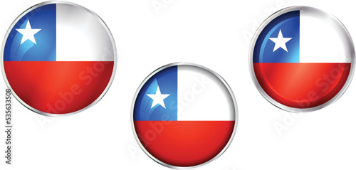 Round national flag pin of Chile.Circular vector flag of Chile