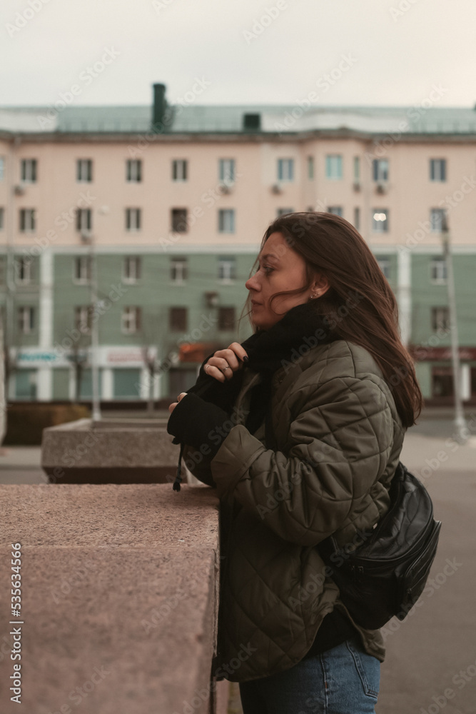 portrait of crying young woman on the street portrait of crying young woman on the street