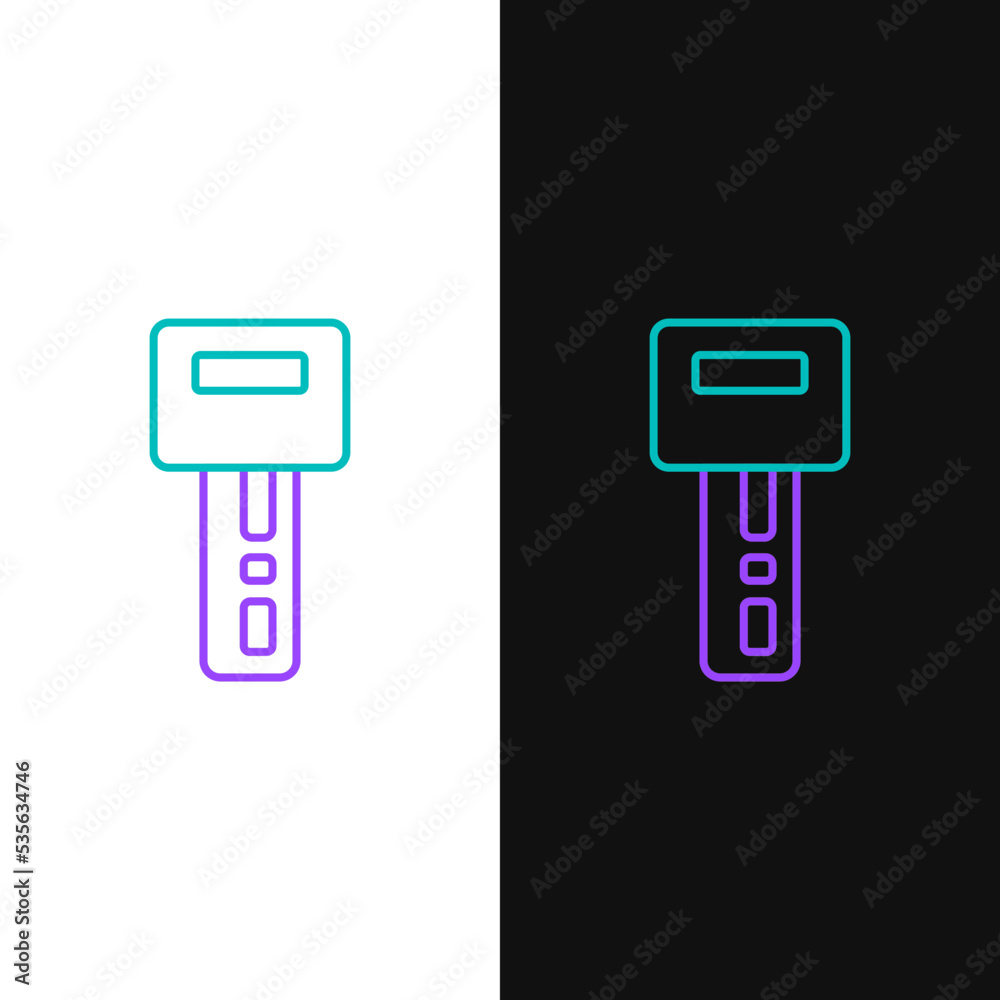 Line Car key with remote icon isolated on white and black background. Car key and alarm system. Colorful outline concept. Vector Line Car key with remote icon isolated on white and black background. Car key and alarm system. Colorful outline concept. Vector