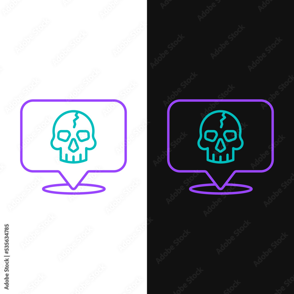 Line Skull icon isolated on white and black background. Pirate captain. Happy Halloween party. Colorful outline concept. Vector Line Skull icon isolated on white and black background. Pirate captain. Happy Halloween party. Colorful outline concept. Vector