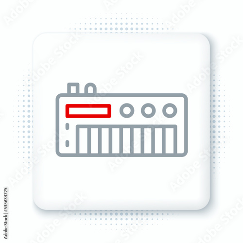 Line Music synthesizer icon isolated on white background. Electronic piano. Colorful outline concept. Vector