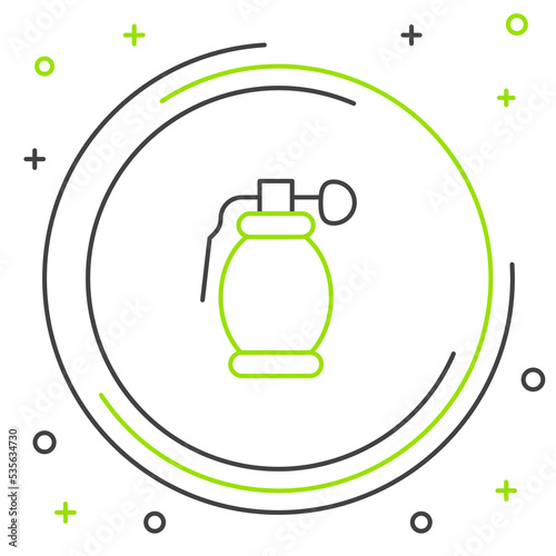 Line Hand grenade icon isolated on white background. Bomb explosion. Colorful outline concept. Vector