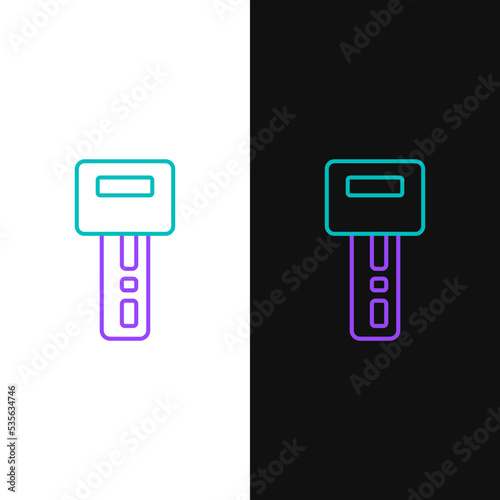 Line Car key with remote icon isolated on white and black background. Car key and alarm system. Colorful outline concept. Vector