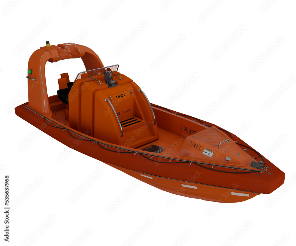 Naklejka premium 3d rendering realistic rescue boat vehicle.