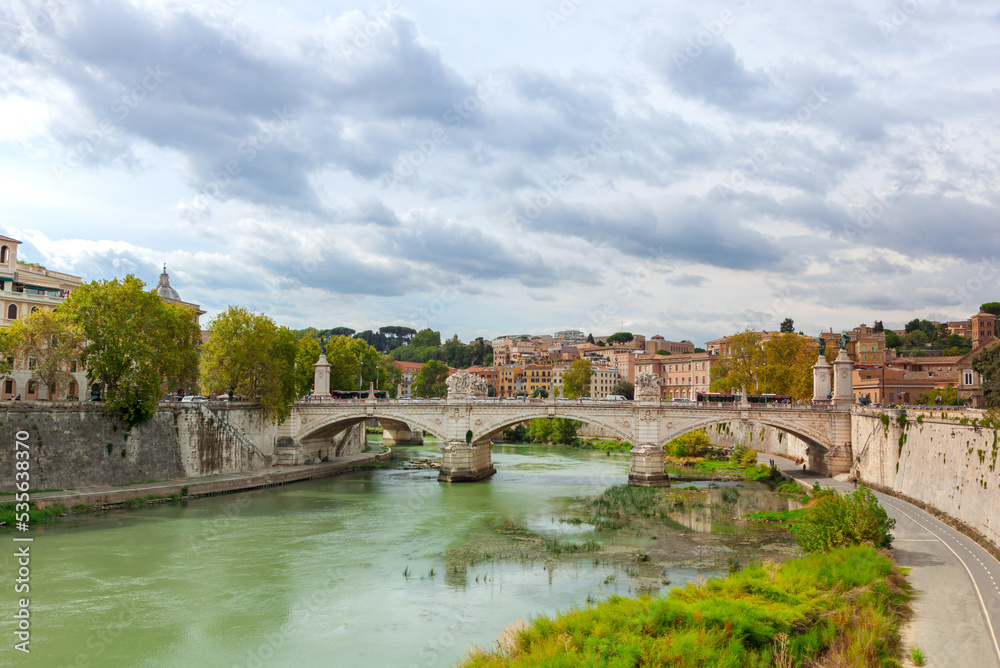 View of Ponte Vittorio Emanuele II in Rome