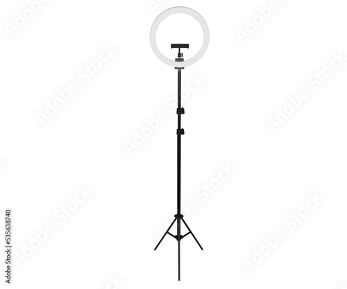 Obraz na plátně 3d rendering circular light ring with tripod, lighting concept for studio