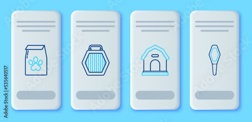 Free Download Set line Pet carry case, Dog house, Bag of food for pet and Pets vial medical icon. Vector - GFXLoad