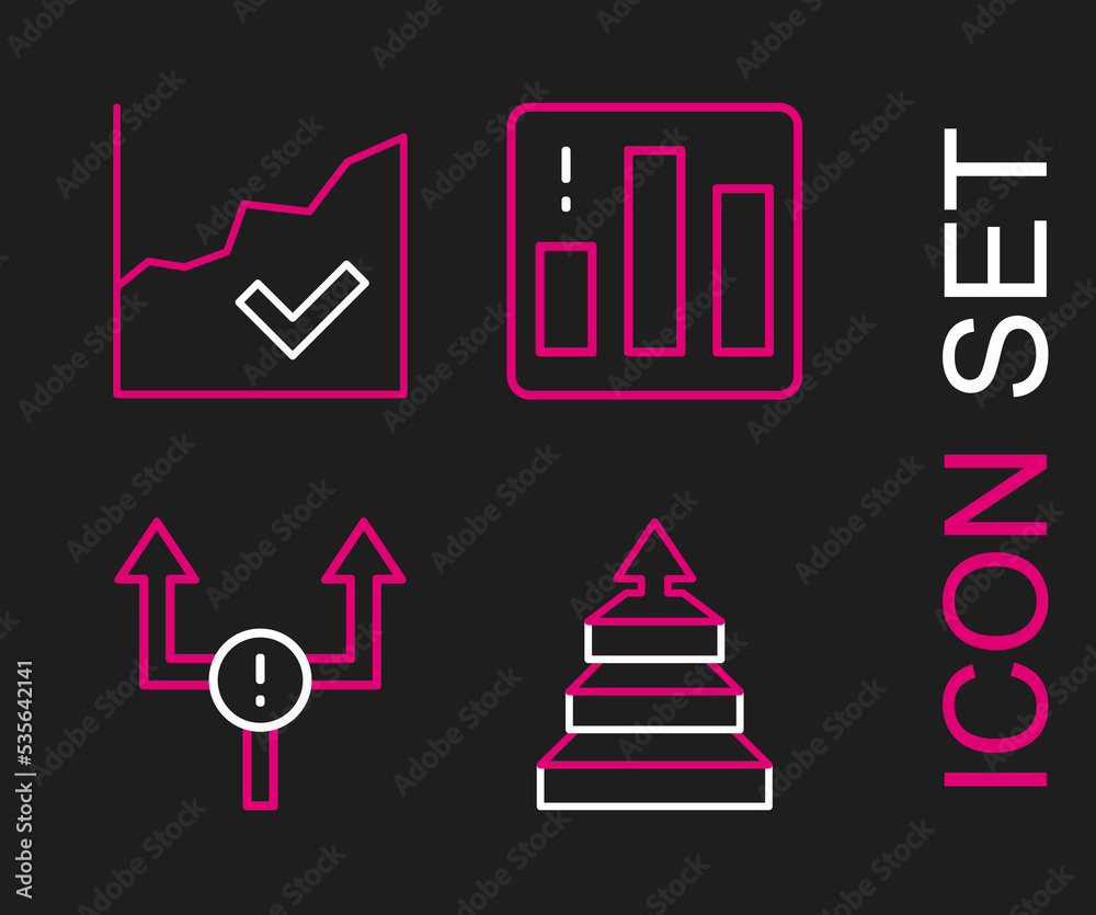 Set line Pyramid chart infographics, Arrow, Pie and Financial growth increase icon. Vector Set line Pyramid chart infographics, Arrow, Pie and Financial growth increase icon. Vector