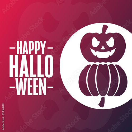 Happy Halloween. Holiday concept. Template for background, banner, card, poster with text inscription. Vector EPS10 illustration.