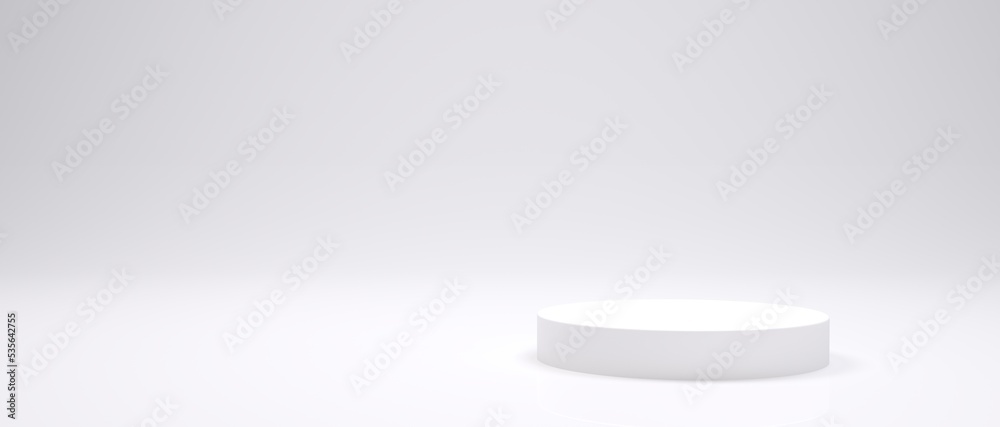 White cylindrical pulpit or podium in a light gray room with infinite background. Place for text, mockup, copy space. 3d abstract baclground. Minimal concept. White cylindrical pulpit or podium in a light gray room with infinite background. Place for text, mockup, copy space. 3d abstract baclground. Minimal concept.