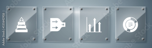 Set Pie chart infographic, , Arrow and Pyramid infographics. Square glass panels. Vector