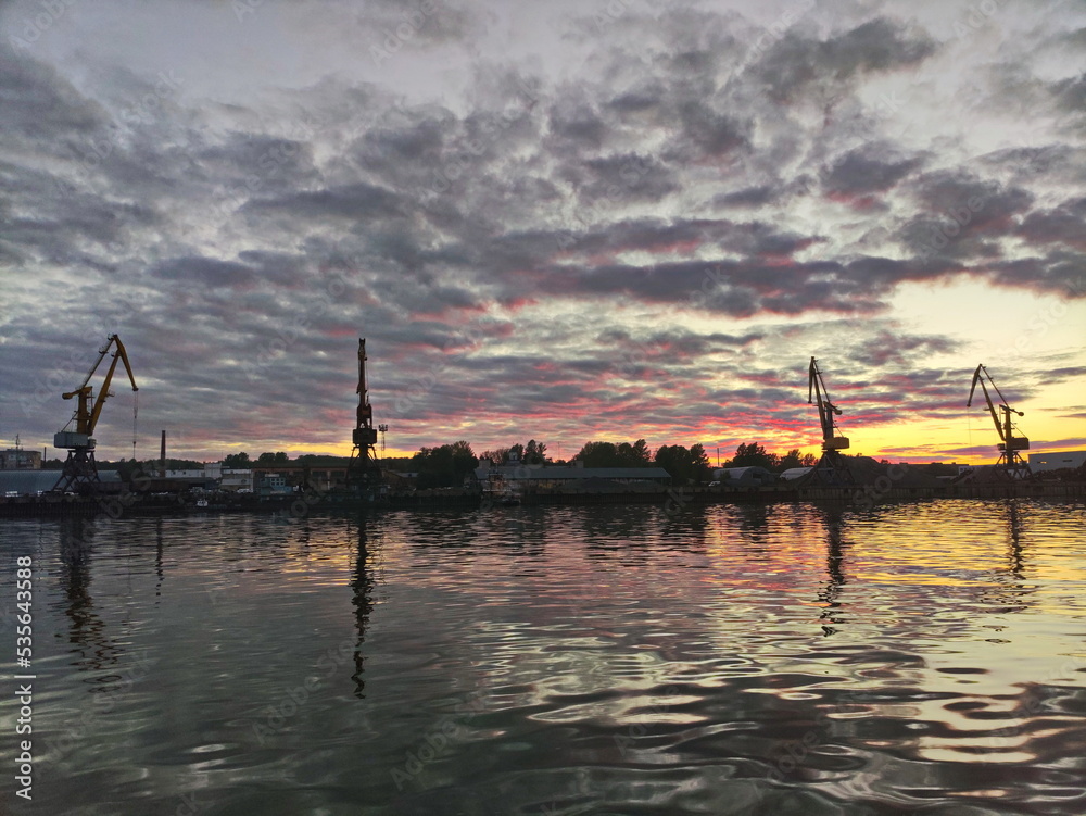 Port sunset in Yaroslavl