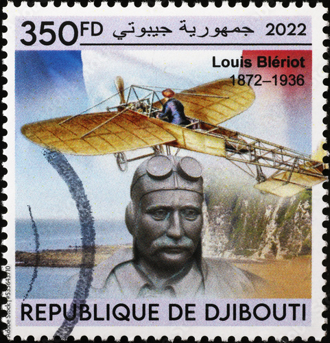 Bust of Louis Bleriot on african postage stamp photo