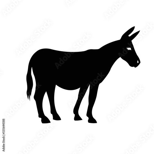 Wildlife zoo animals donkey icon   Black Vector illustration  