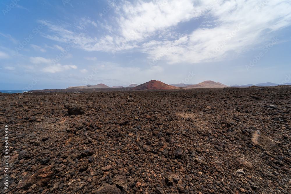 Typical landscape of the Canarian island of Lanzarote. Spain.