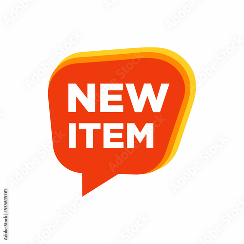 Speech bubble with new item text. flat cartoon trend modern logotype graphic design isolated on white background