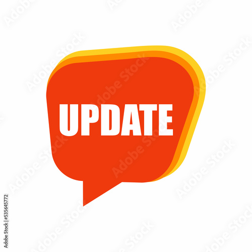 Speech bubble with update text. flat cartoon trend modern logotype graphic design isolated on white background