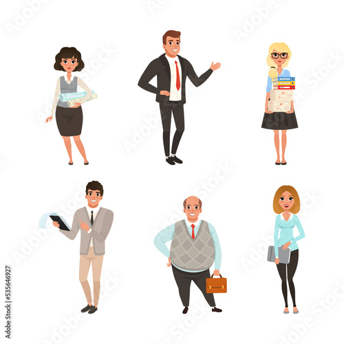 Set of business people. Office workers, employees in formal wear cartoon vector illustration