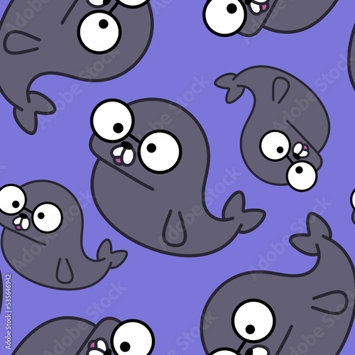 Animals seamless doodle cartoon seal pattern for wrapping and clothes print and kids and fabrics and packaging