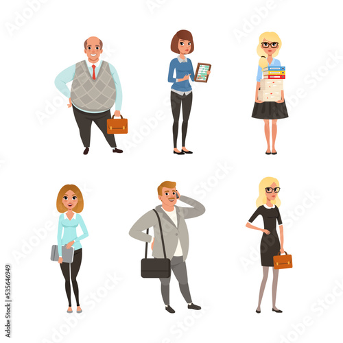 Business people set. Office workers, managers, employees in formal wear cartoon vector illustration