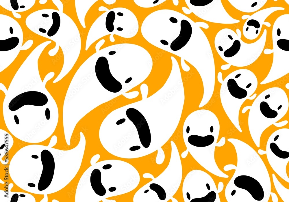 Fototapeta premium Halloween ghost seamless cartoon pattern for wrapping paper and kids clothes print and fabrics and linens