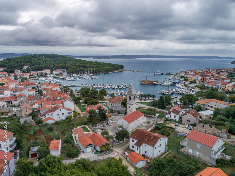 Croati - Amazing Kukljica town on the Ugljan island from drone view
