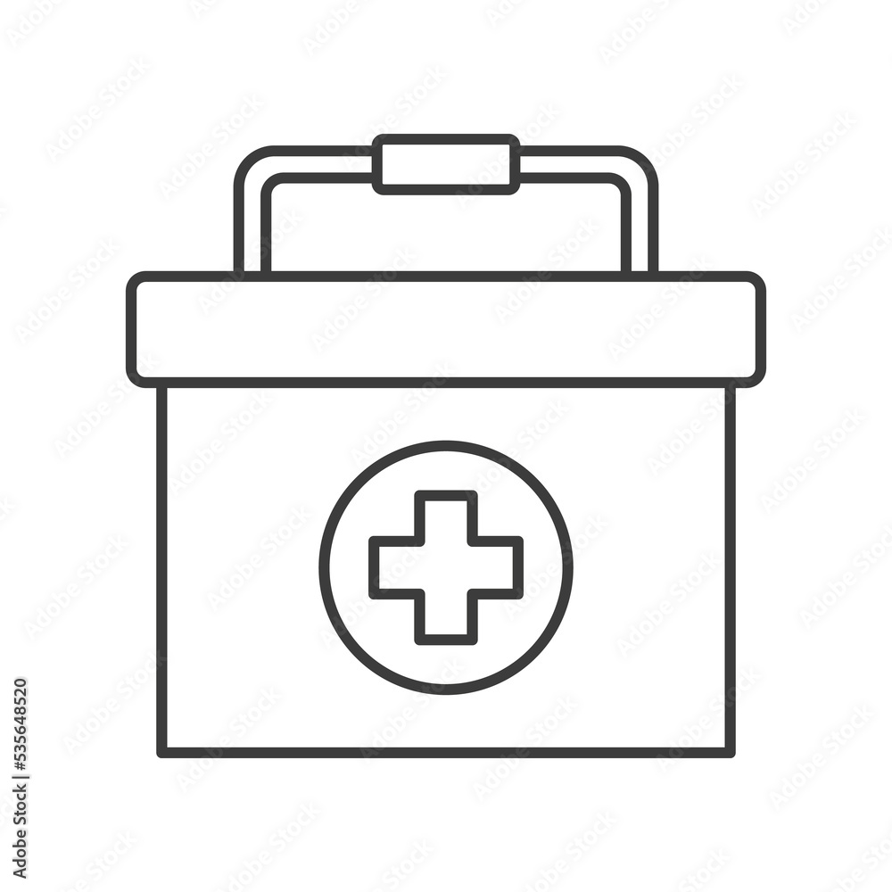 First Aid Kit concept line icon. Simple element illustration. First Aid Kit concept outline symbol design from medical set. Can be used for web and mobile on white background First Aid Kit concept line icon. Simple element illustration. First Aid Kit concept outline symbol design from medical set. Can be used for web and mobile on white background