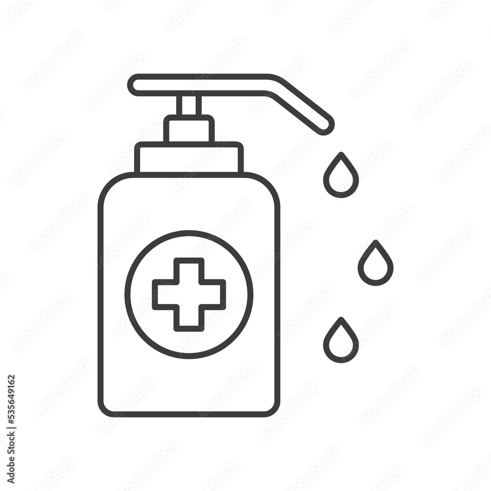 Soap Bottle concept line icon. Simple element illustration. Soap Bottle concept outline symbol design from medical set. Can be used for web and mobile on white background Soap Bottle concept line icon. Simple element illustration. Soap Bottle concept outline symbol design from medical set. Can be used for web and mobile on white background