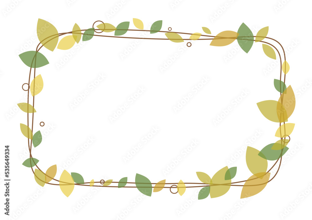 Fototapeta premium シンプル可愛い葉っぱのフレーム枠イラスト