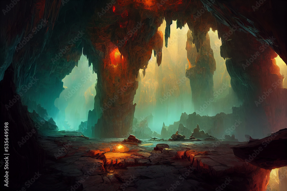 Dark Mysterious Fantasy Cave Cistern, Dungeons and Dragons Digital