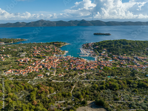 Croatia - Amazing Veli Iz town on the Otok Iz Island from drone view photo